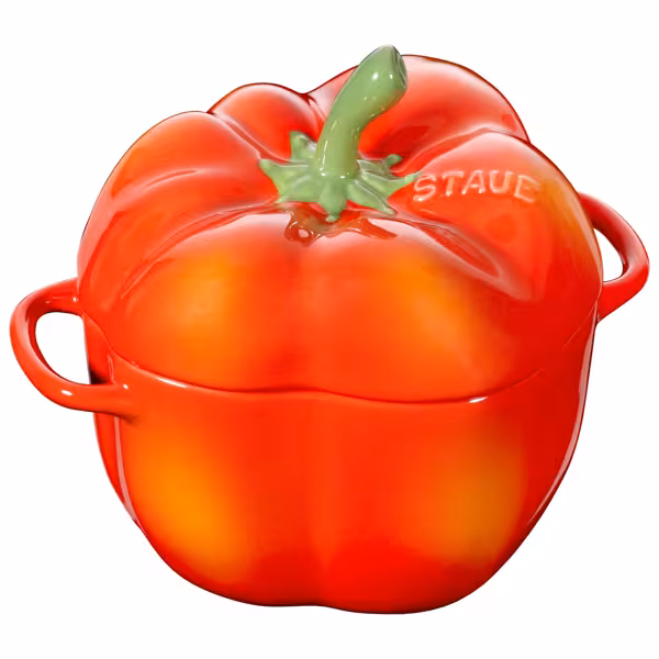 STAUB | CERAMIQUE - Kookpot - Paprikavorm - Ø 110mm - Keramiek - Oranje-Rood