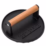 Presă pentru hamburger - gusseisen + lemn de fag - Ø 175 mm - striată - negru / maro