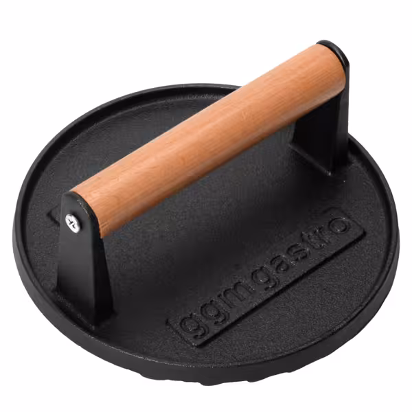 Hamburgerpers - Ø 175mm - gietijzer - zwart - geribbeld - zonder vormschijf