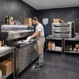 Banco pizza refrigerato PREMIUM - 2000x800mm - con 2 porte & 7 cassetti - piano in granito - con vetrina ingredienti refrigerata superiore LED - 10x GN 1/4