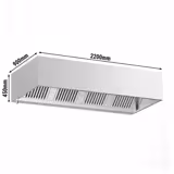 Campânula de exaustão Profissional - 2200mm - com regulador de velocidade, filtros labirinto e iluminação