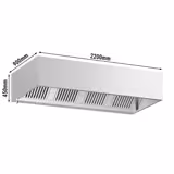 Cappa cubica professionale - 2200mm - con filtri a labirinto e luci LED ad incasso