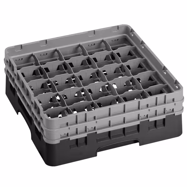 CAMBRO | CAMRACK® - Košara za pranje čaša 1/1 - 25 odjeljaka - Sa 2 produžetka - 500x500 mm - Crna boja