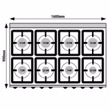 Fourneau à gaz – 69 kW – 8 brûleurs – avec 2 fours à gaz – 2 × 7,6 kW