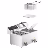 Pastakoker - 8+8liter - 6,5kW - met aftapkraan - incl. 8 manden - Elektrisch