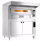 Four à pizza à gaz - 9 x 33 cm - Manuel - avec hotte, armoire de fermentation et 2 cadres