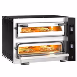 Elektrische pizzaoven (chamotte bakvloer) - 990x920x680mm - 2 kamers - 2x4 pizza’s Ø35cm - tot 400°C - Digitaal