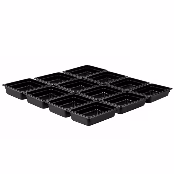 (12 Stück) Polycarbonat-Behälter GN 1/2 - Schwarz - Höhe: 65mm