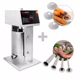 Elektrikli sosis doldurucu ve churro makinesi - 20 litre - 180 watt - paslanmaz çelik - 3 sosis doldurucu ve 3 churro aparatı dahil