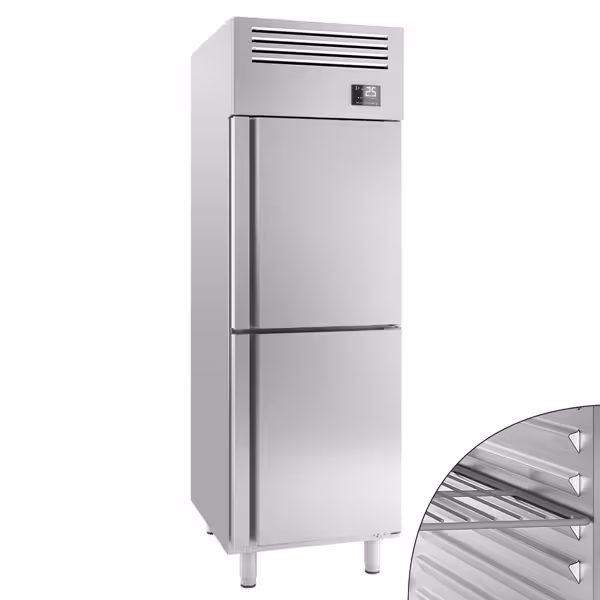 Холодильна шафа з нержавіючої сталі PREMIUM PLUS - GN 2/1 - 560 л - з 2 напівдверима