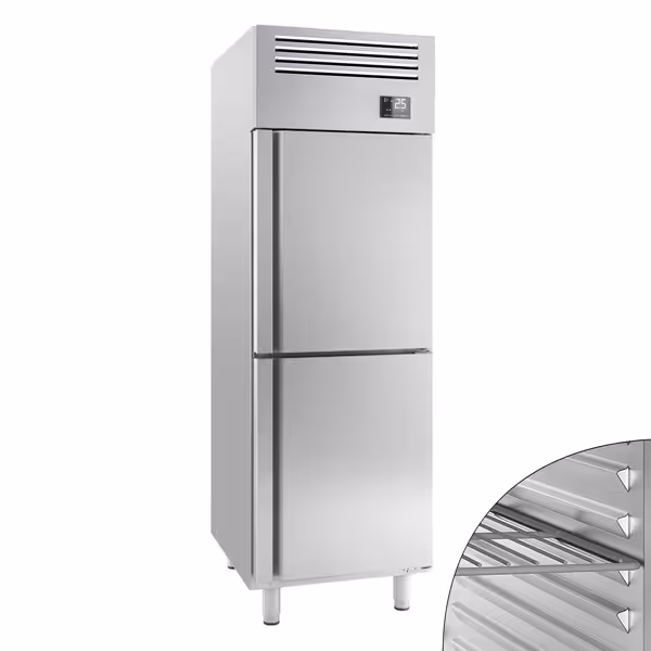 Kühlschrank Edelstahl Premium PLUS - GN 2/1 - 560 Liter - mit 2 Halbtüren