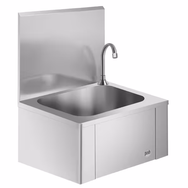 Chiuvetă pentru clătire manuală - oțel inoxidabil - cu control genunchi (conexiune pentru apă rece și caldă)