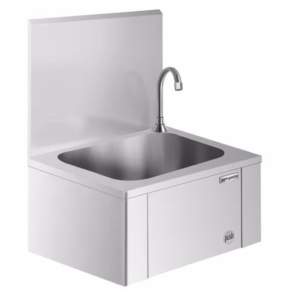 Lave-mains - Acier inoxydable - avec commande fémorale (raccordements eau froide & eau chaude)