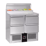 Masă de preparare Mini PREMIUM - 900 mm - 4 sertare - pentru 5 tăvi GN 1/6