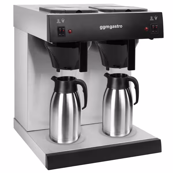 Filter koffiezetapparaat - 2x 2 liter - 3,3 kW - met 2 warmhoudplaten - incl. 2 thermoskannen van elk 2 liter