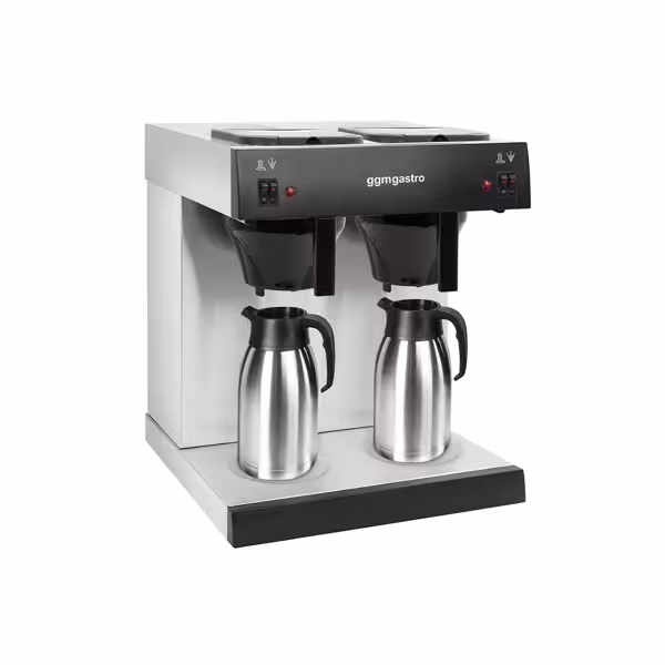 Commercial Filter Coffee Machine - 2x 2.0L - 2.8 kW - with manual fill & 2 hot plates - incl. 2 thermal flasks