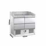 Saladette / Chladicí stůl na pizzu ECO - 0,9 x 0,7 m - se 4 šuplíky & žulovou deskou