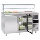 Commercial Saladette Counter PREMIUM - 1515mm - 390L - 2 doors - with glass canopy for 4 x GN 1/1 & 1 shelf
