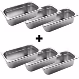 (6 sztuk) Pojemnik ze stali nierdzewnej GN 1/3 - Wysokość: 100 mm  