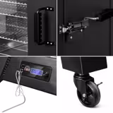 Fumoir électrique professionnel - Commande électronique - avec 4 étagères - 670x739mm - sur roulettes - Noir - fumage à chaud et à froid