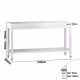 Çalışma Tezgahı - Paslanmaz Çelik - PREMIUM - 1500x800mm - Alt Raflı