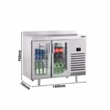 Холодильний стіл для бару/напоїв    Premium PLUS - 1468x700 мм - з 2 скляними дверима та бортиком