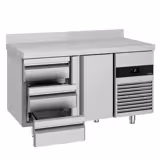 Rashladni pult PREMIUM - 1400x700 mm - s 1 vrata - s 3 ladica - Ventilirano hlađenje - Podignuti rub - 281 l