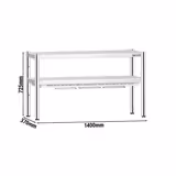 Estante de apoio com aquecimento com emissores cerâmicos PREMIUM - 1400x370mm - 1,05kW - 2 níveis aquecidos, 1 prateleira - ajustável em altura