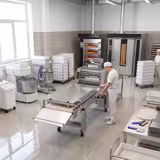 Bäckerei-Langwirkmaschine mit Förderband - für Baguette & Sandwichbrot - 4 Zylinder - 3000 Stk./h