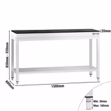 Stół roboczy centralny ze stali nierdzewnej PREMIUM - 1500x800mm - z półką - z blatem granitowym