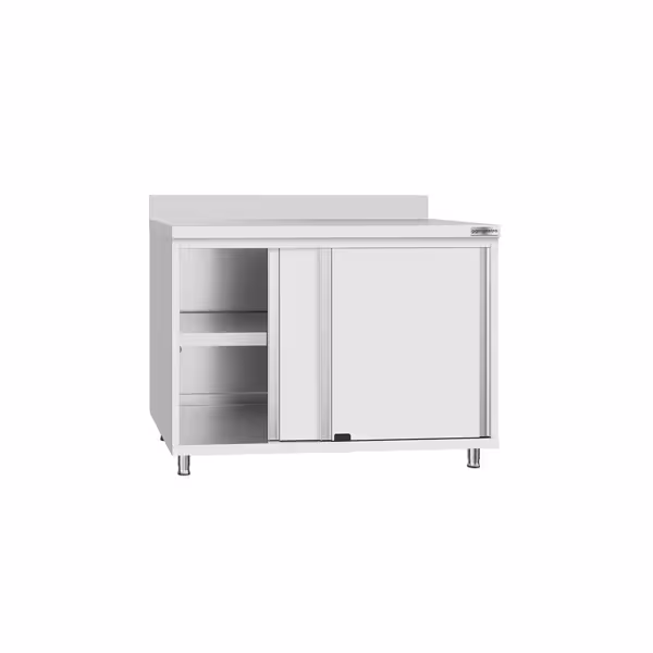 Roestvrijstalen werkkast ECO - 1000x700mm - met schuifdeur en achterwand