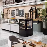 Vetrina pasticceria refrigerata [ per pasticceria] - 370l - 810mm - Doppio vetro - con 2 ripiani - 4 lati vetro; porte posteriori scorrevoli; LED interni; display digitale; sbrinamento automatico - Nero