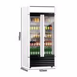Commercial Upright Glass Door Display Fridge - 925mm - 630 Litres - with 2 hinged glass doors - LED lighting - digital controller with temperature display - Temperature range 2 to 8 °C