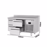 Tavolo refrigerato Premium PLUS - 1468x600 mm - con 4 cassetti e con alzatina