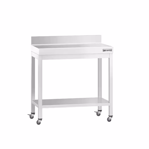 Commercial Stainless Steel Table with Upstand PREMIUM - 700x700mm - with Undershelf - with Rear Upstand