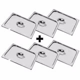 (6 Stück) Edelstahl-Deckel GN 1/2 - mit Löffelaussparung