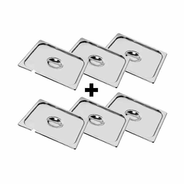 (6 Stück) Edelstahl-Deckel GN 1/2 - mit Löffelaussparung