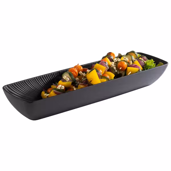 (6 pcs) Bac GN 2/4 - NERO - Mélamine - 3,5L - rectangulaire - 530x162mm - Profondeur : 80mm - Noir