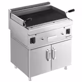 Commercial Gas Lava Rock Chargrill MARIO 600 - 10.6kW - Freestanding - with Cabinet Base - 600mm Deep - Tilting Grill Grid - incl. cabinet base - 2 Doors