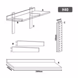 Étagère murale ECO en inox - 2000 × 300 mm - avec 1 étage