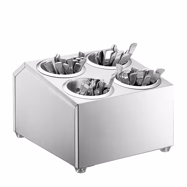 Bestickställ - för 4 bestickcylindrar - 265x305 mm - Höjd: 200 mm - inkl. 4 bestickcylindrar - rostfritt stål