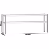 Estantería de sobremesa de acero inoxidable - 2 niveles - 2000x370mm - altura regulable