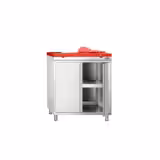 Table armoire en acier inoxydable PREMIUM - 800x700mm - avec portes battantes - incl. plateau de découpe Rouge PEHD (HACCP)