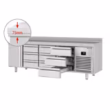 Koelwerkbank PREMIUM PLUS - 2452x700mm - met 1 deur - met 9 lades - met opstand