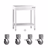 Edelstahl Arbeitstisch PREMIUM - 700x600mm - mit Grundboden & Rollen