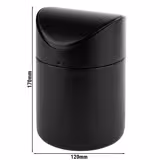 (6 kom) Stolna kanta za otpatke - 1,2 litara - 120x120x170 mm - s ljuljačkim poklopcem - Crna - Nehrđajući čelik (AISI 304)