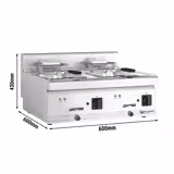 Elektrikli Çiftli Fritöz MARIO 600 - 10+10L - 18kW - Termostatik kontrollü - Yağ boşaltma musluklu