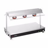 Warmhoudplaat RVS - 1,5 kW - GN 1/1 - met 3 infrarood-warmtelampen - met glazen hoestscherm