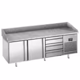 Commercial Pizza Prep Counter - Granite Top PREMIUM PLUS - 1980x1139mm - with 2 doors & 3 drawers - incl. refrigerated topping unit - 10x GN 1/4