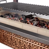 Réz faszén grill - 1200mm - üveggel